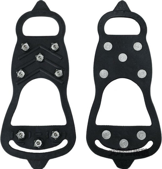 1 pair - Anti-slip spikes for under shoes - Size 41-46 - anti-slip gripper spikes claw - Snow shoes - black - Silicone