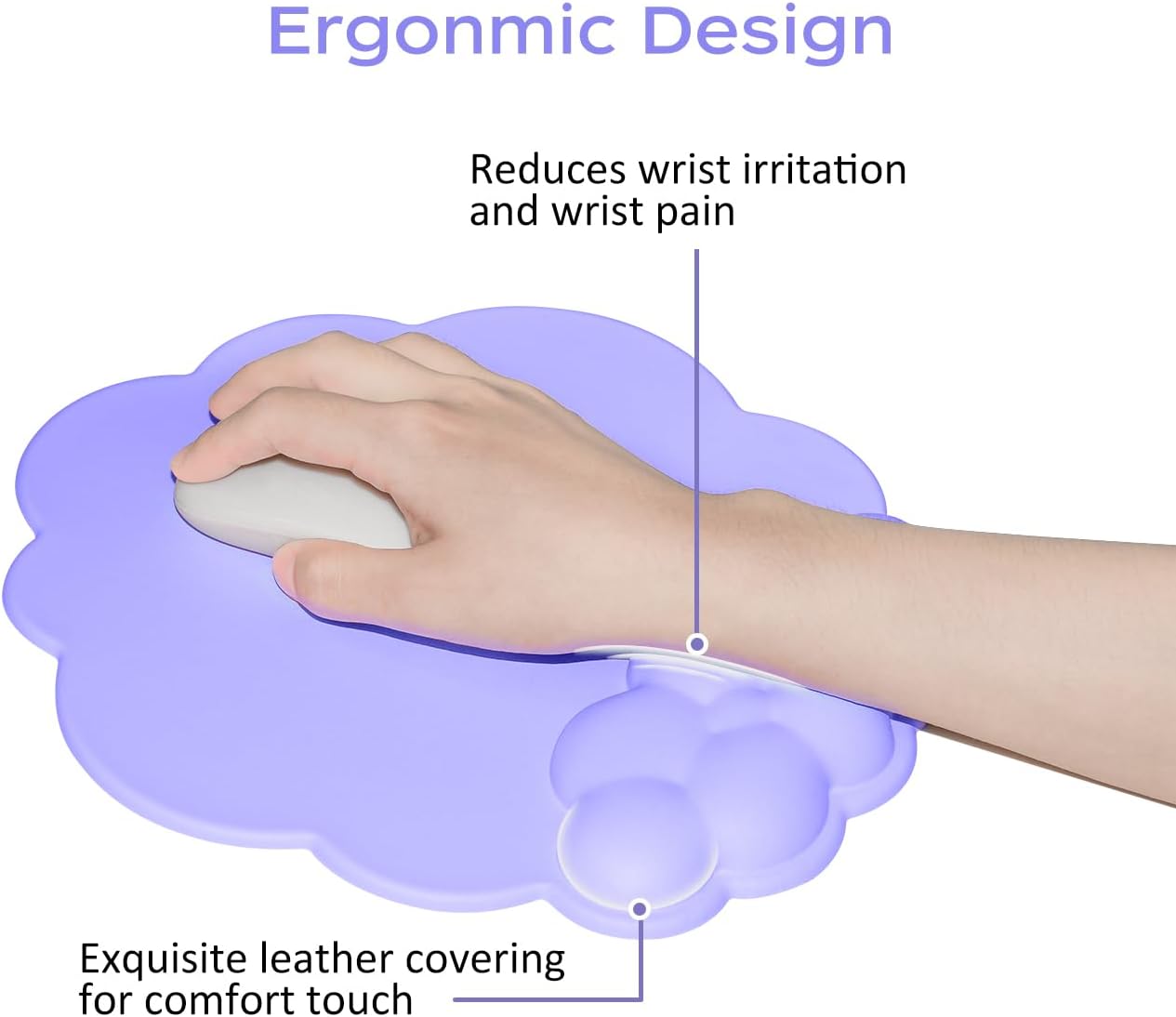 Mouse pad - Mouse pad with wrist rest - Ergonomic mouse pad - Mouse pad with leather surface, suitable for computers, laptops, office, home and travel, with non-slip bottom