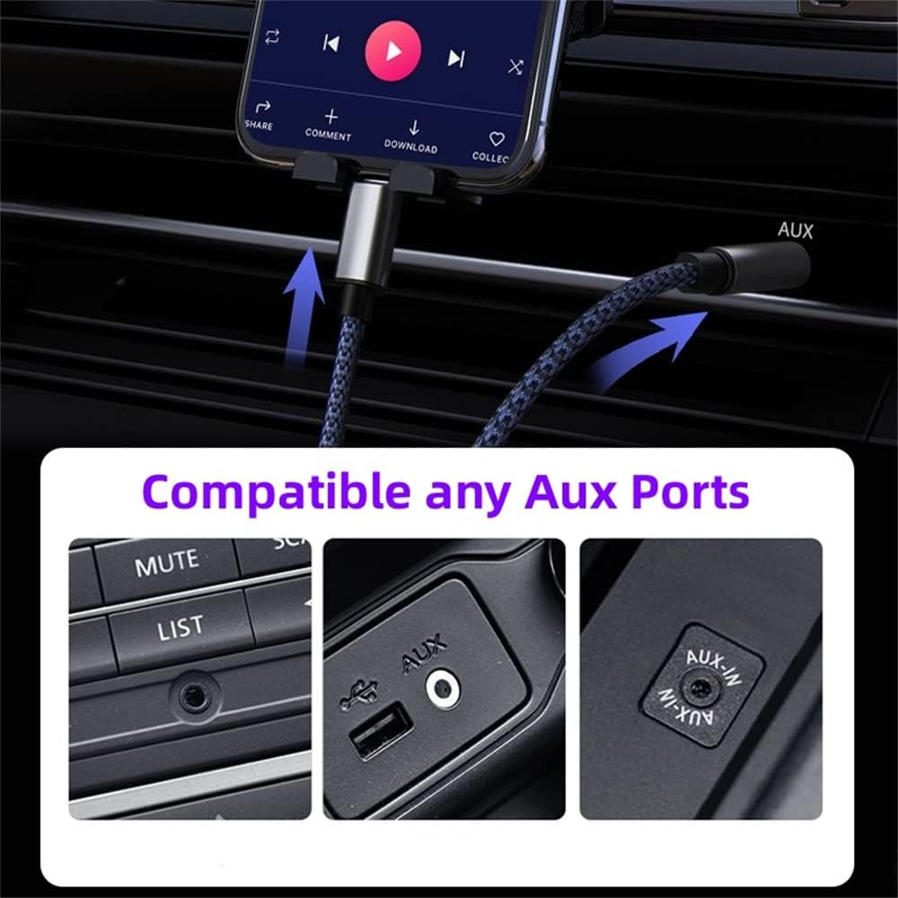 USB C \u0026 Lightning to 3.5mm Aux Audio Adapter Cable Braided Nylon