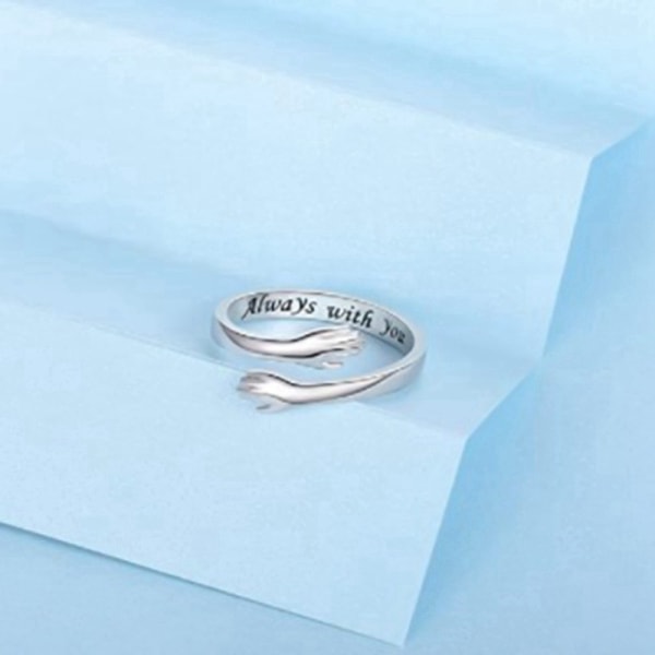 Compatible with S925 Sterling Silver Adjustable Hug Ring for Women and Teenage Girls