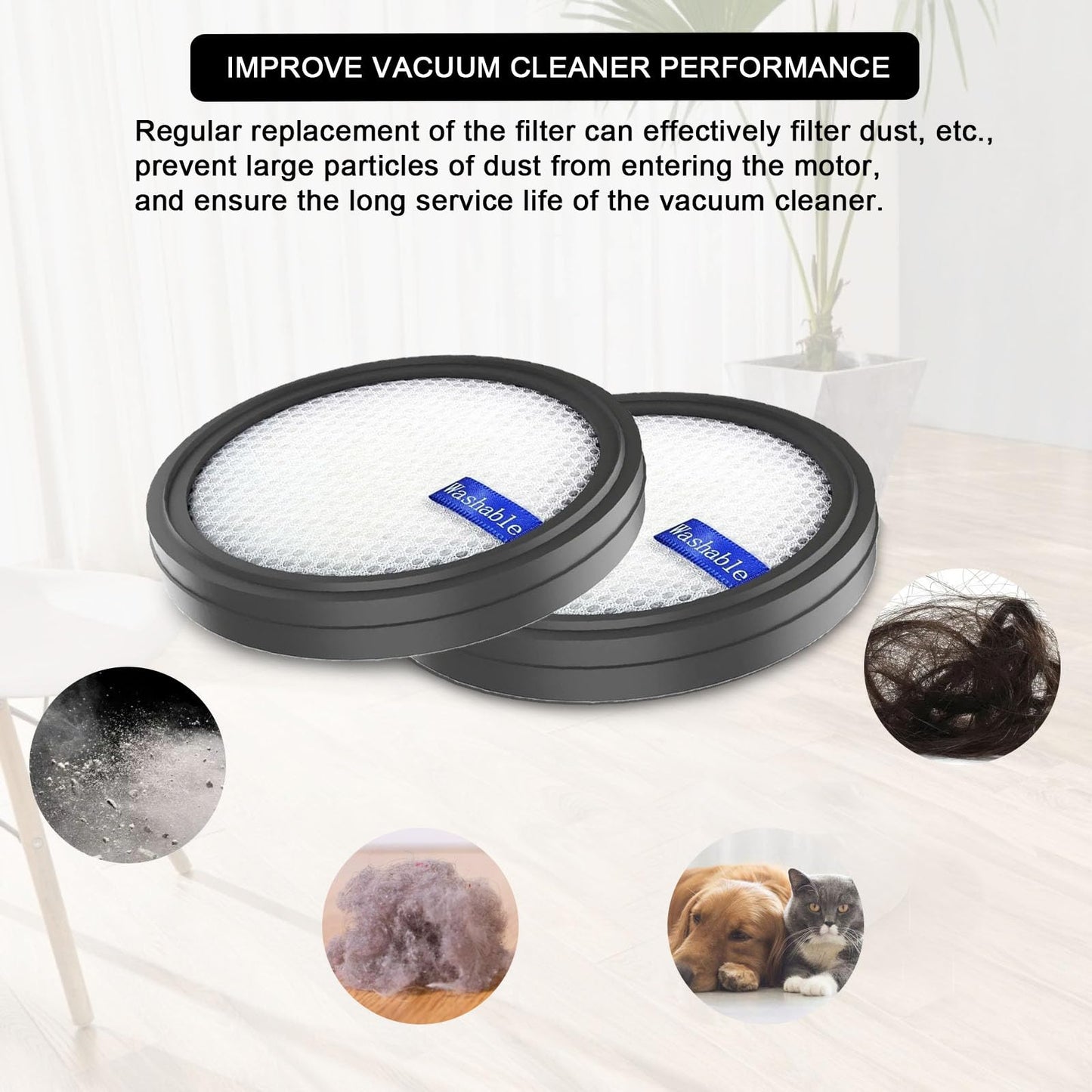 x Replacement Filter for PrettyCare W200/W300/W400/P1/P2 Vacuum Cleaner, Washable.