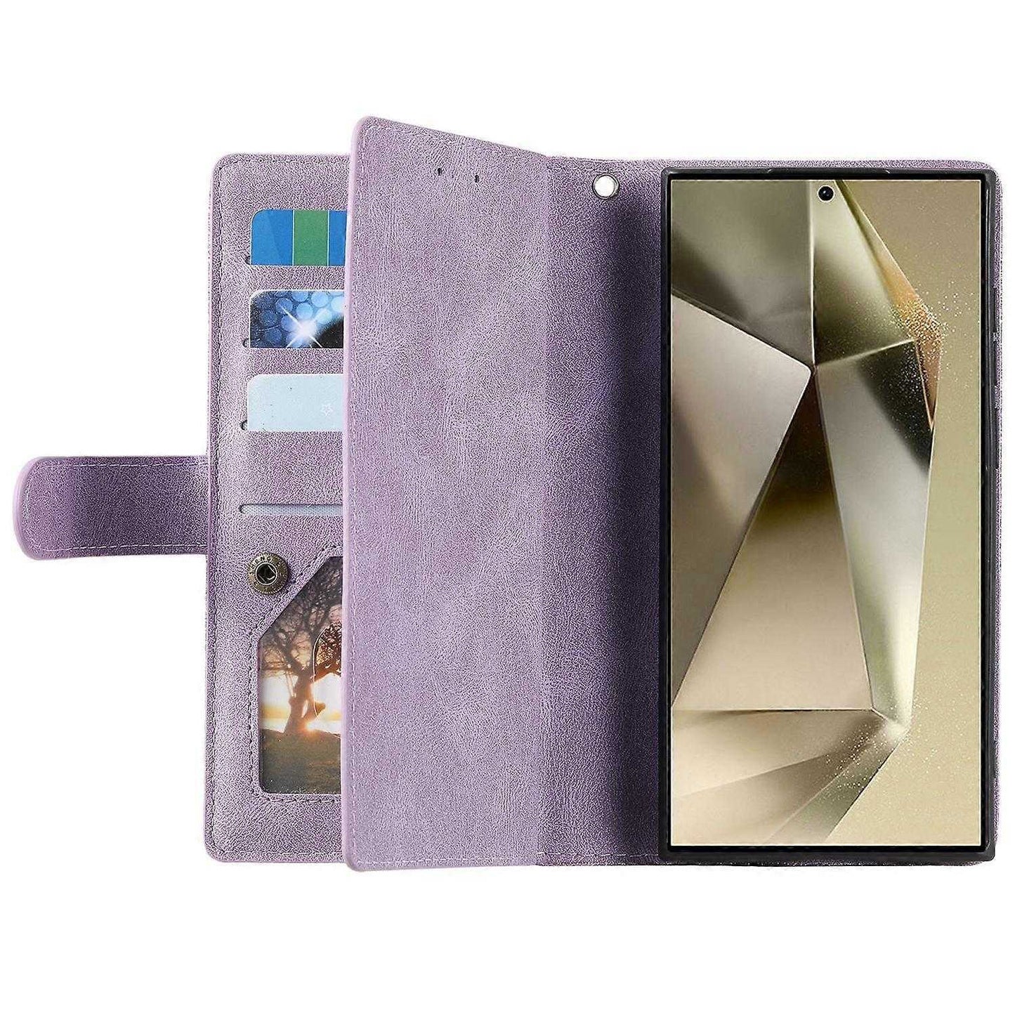 Compatible with Samsung Galaxy S25 Ultra Case PU Leather Wallet Cover with Zipper and 9 Card Slots