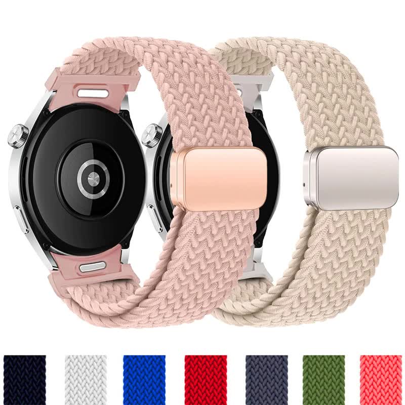 Compatible with Samsung Galaxy Watch Band Galaxy Watch 6 Classic 5 Pro 45mm 47mm 43mm 44mm 40mm Magnetic Braided Strap Without Gap Black