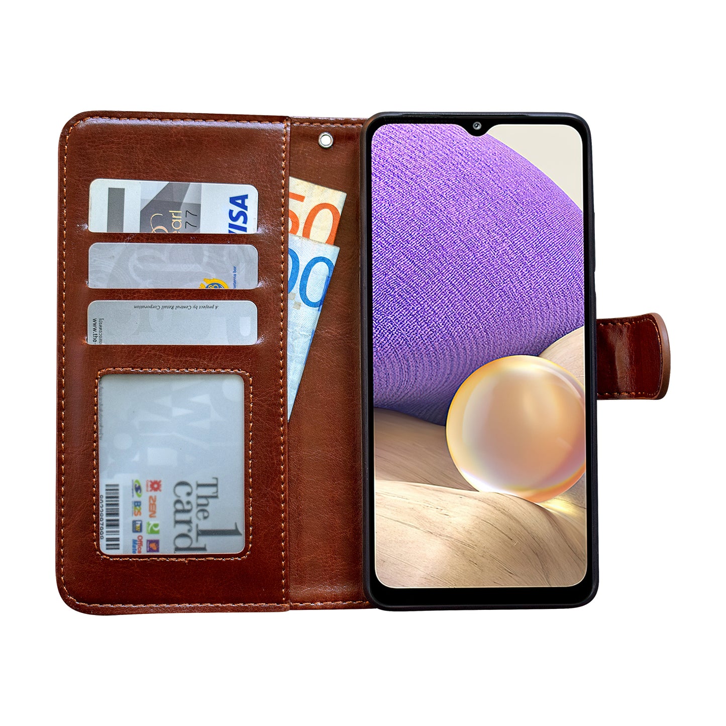 Compatible with Samsung Galaxy A32 5G Leather Case Black Protective Cover