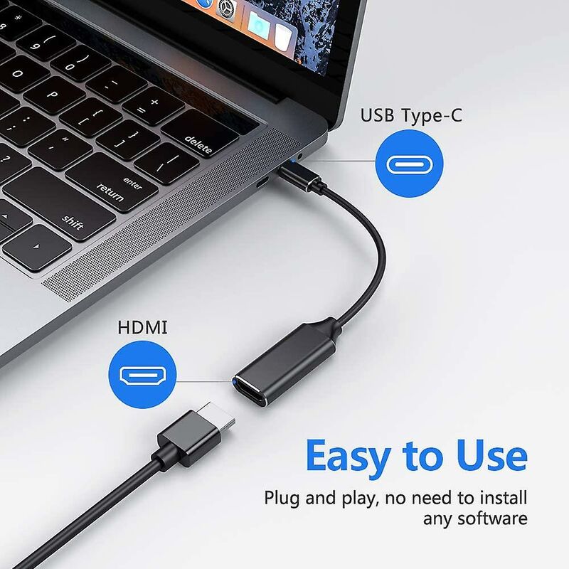 4K HDMI to USB C Adapter with Audio Video Output MacBook iPad Pro Samsung Huawei Compatible with Mate 20 Black