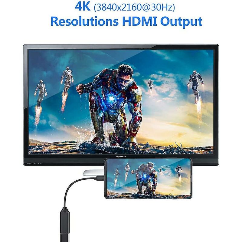 4K HDMI to USB C Adapter with Audio Video Output MacBook iPad Pro Samsung Huawei Compatible with Mate 20 Black