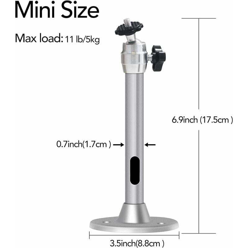 Projector Ceiling Mount for Mini Projector - Compatible with 3kg Load, 360° Rotation, 90° Tilt, Aluminum Ceiling and Wall Mount