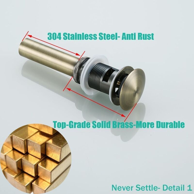 G1 1/4 Click Clack Pop Up Sink Waste Drain with Overflow in Bronzed Brass Universal Basin Siphon Valve