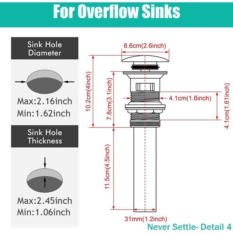 G1 1/4 Click Clack Pop Up Sink Waste Drain with Overflow in Bronzed Brass Universal Basin Siphon Valve