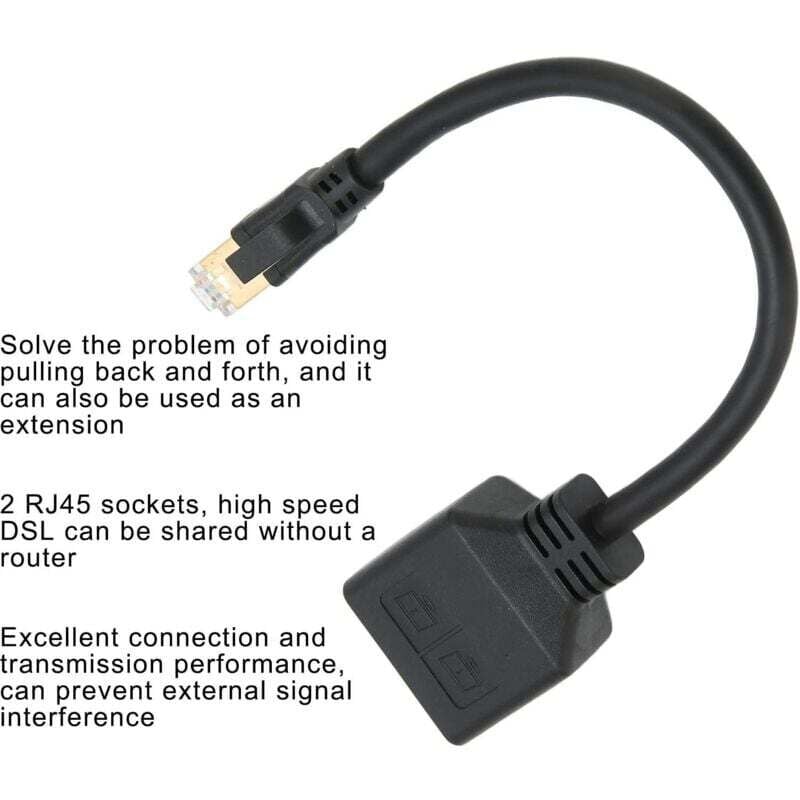 RJ45 Splitter Adapter 1 to 2 Port CAT8 Network Ethernet Splitter for Home Office
