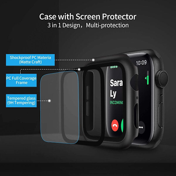 Compatible with Apple Watch Series 7/8/9 45mm 2-Pack Black Screen Protector