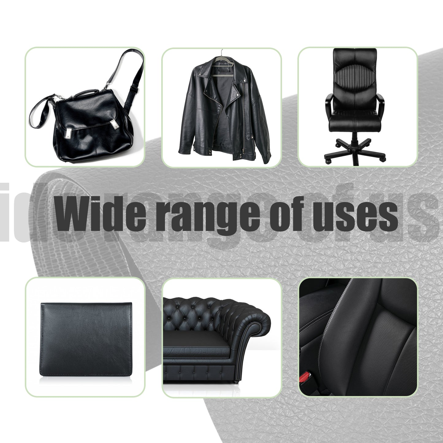 Self-adhesive repair patch artificial leather 50x138 cm Black Black Black Variety