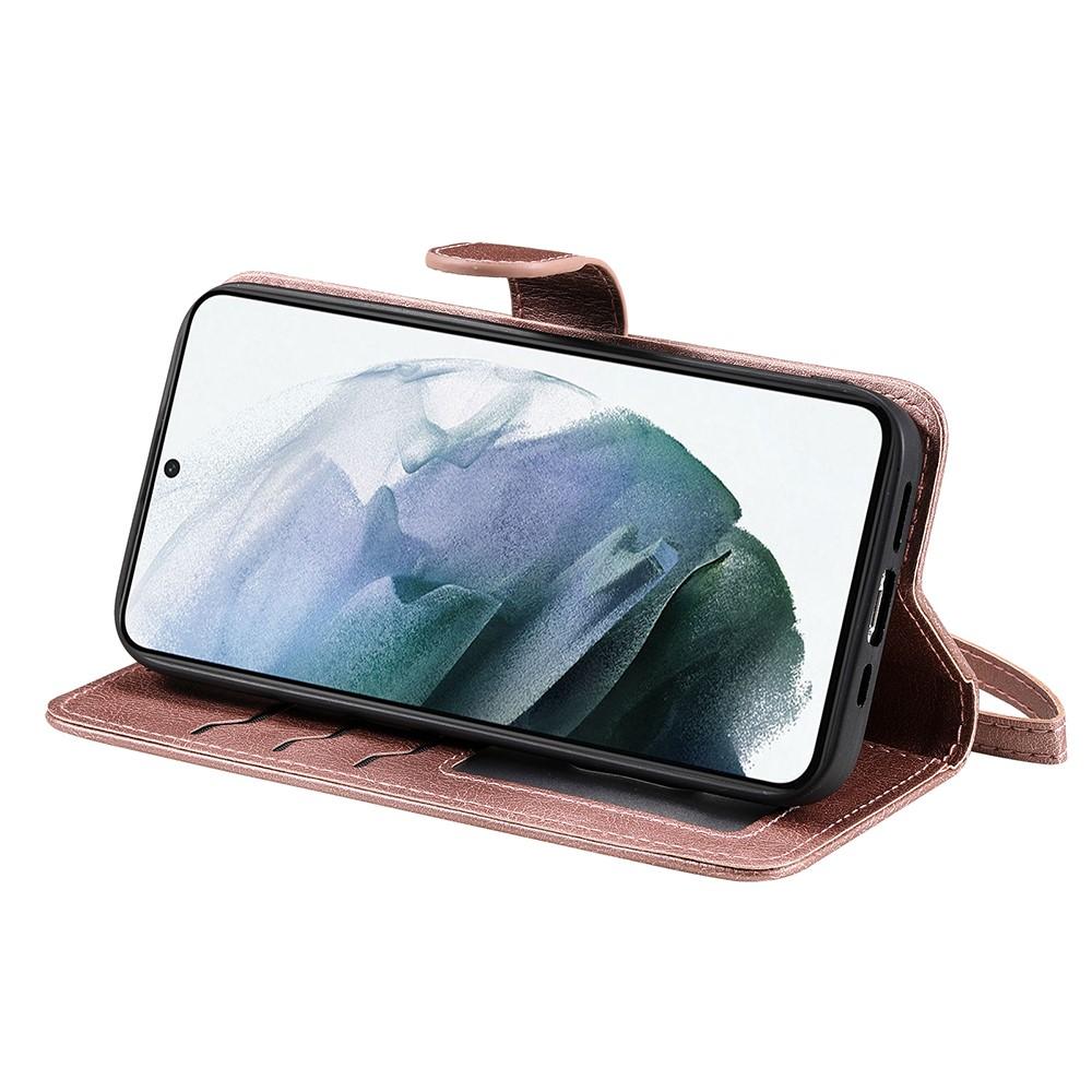 Compatible withSamsung S22 Magnetic 2-in-1 Phone Case Wallet Pink Pink Gold