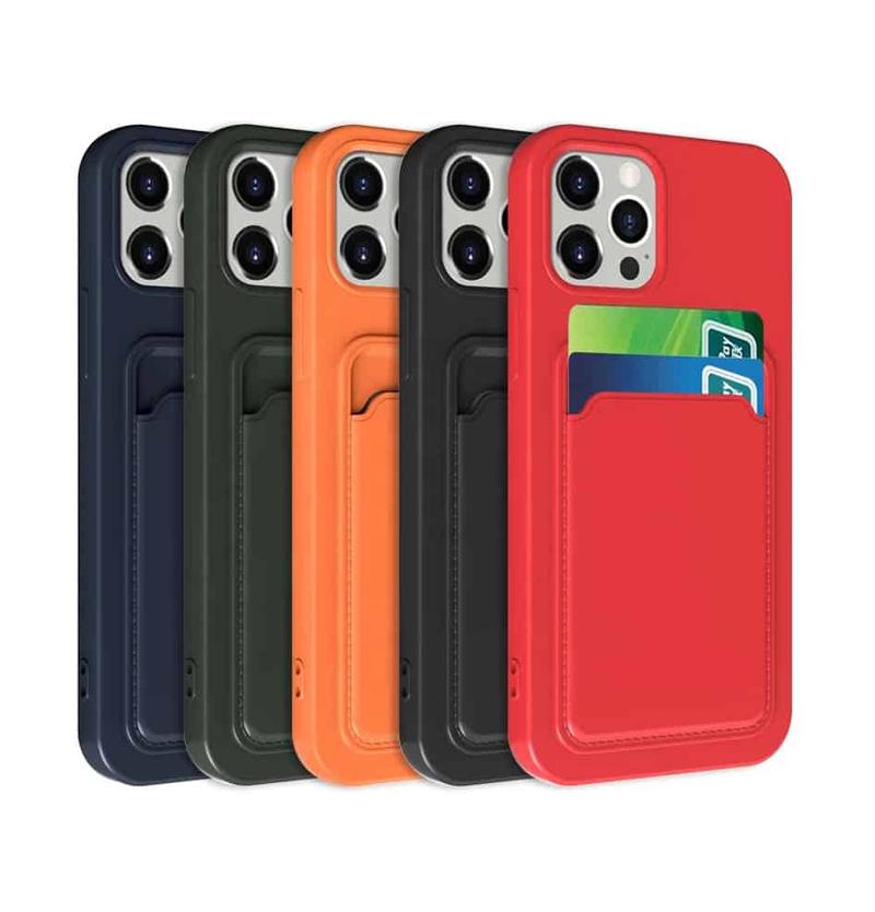 Compatible with Apple iPhone 13 Silicone Case with Card Holder Black