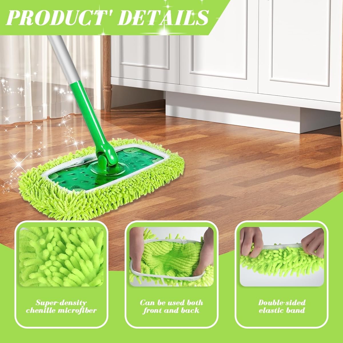 Microfiber Mop Refill Cloths for Swiffer Sweeper and Steam Mops, Reusable Washable Pads for Tile Floors