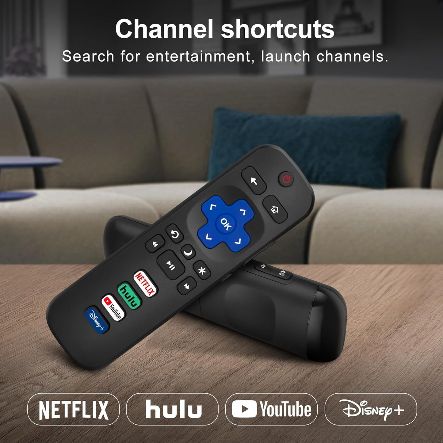 (Pack of 4) 2 Pack Replaced Remote Control only for Roku TV, 2 Pack Remote Control Cover for Roku Remote