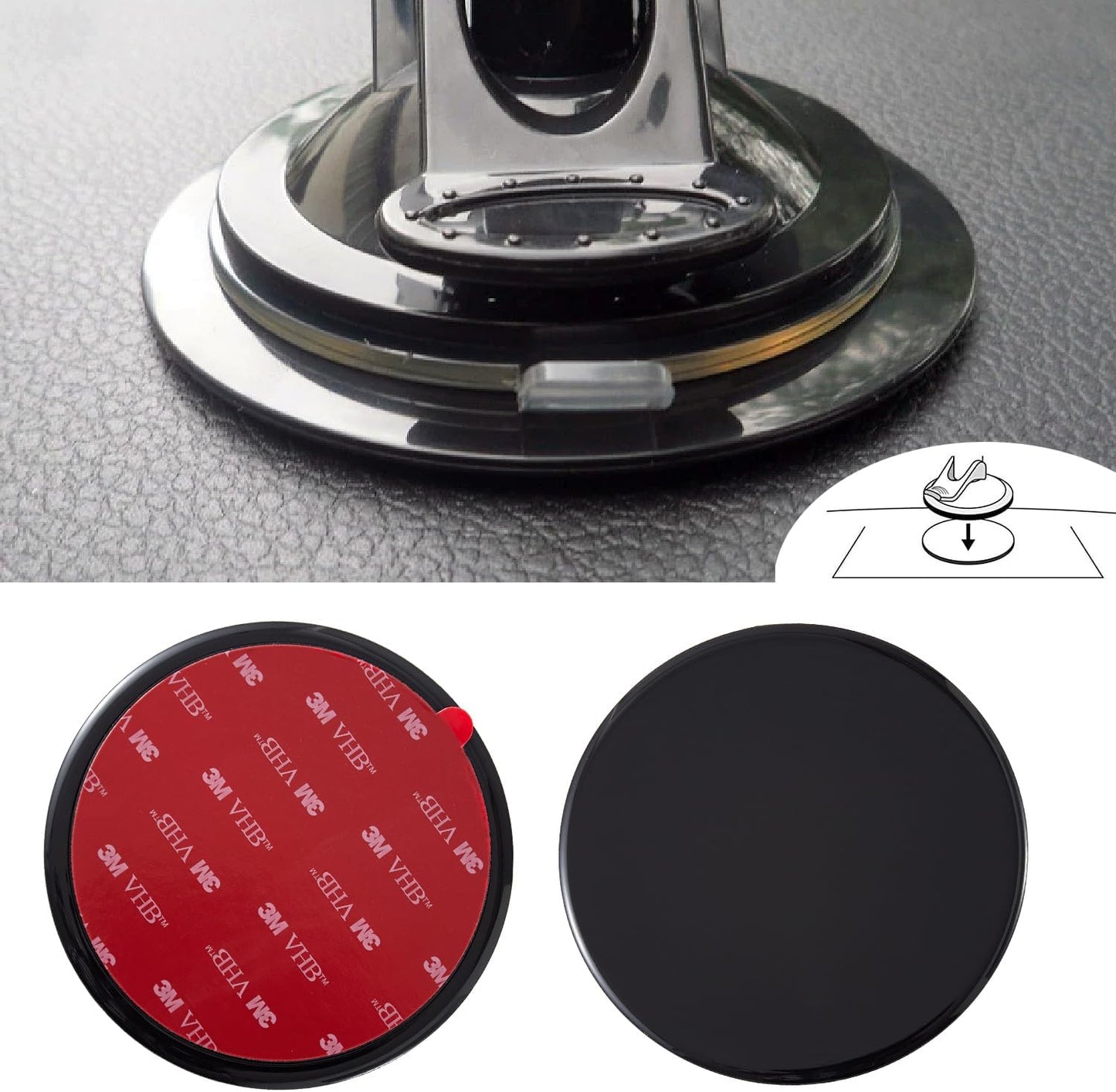 2 Pcs 70mm 3M VHB Adhesive Dashboard Pad Mounting Disk for Suction Cup Phone Mount & Garmin GPS Suction Mount Dash Cam Holder Stick On Universal Dash Mount Pad
