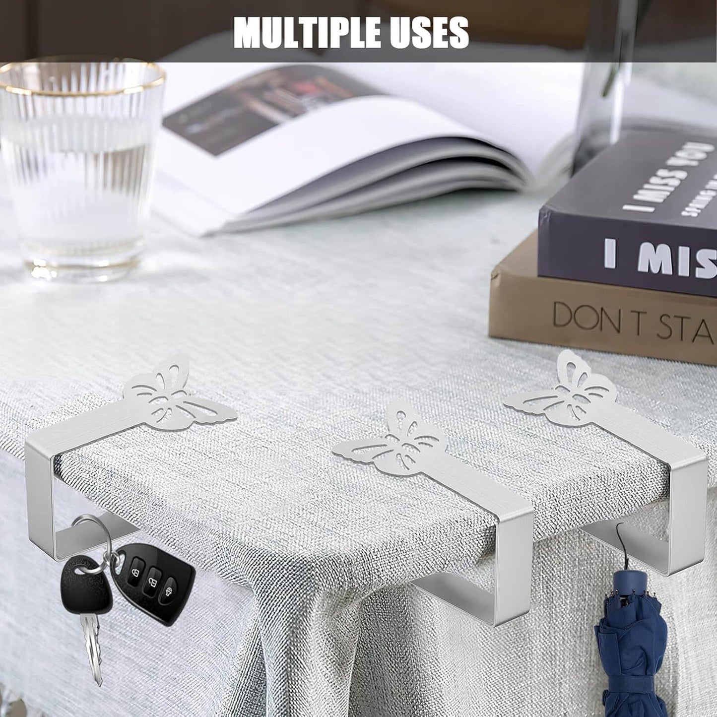 Tablecloth Clips for Outdoor Thick Tables 10 Pack, Butterfly Picnic Table Cloth Holder Clip Indoor, Heavy Duty Stainless Steel Cover Clamp for Party Wedding Home Restaurant Camping Accessories