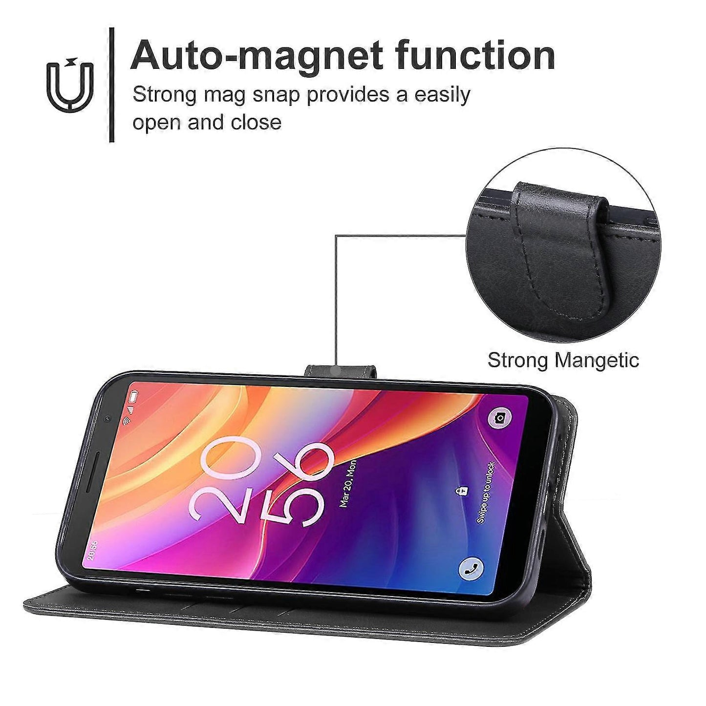 Leather Case for TCL 501 Black