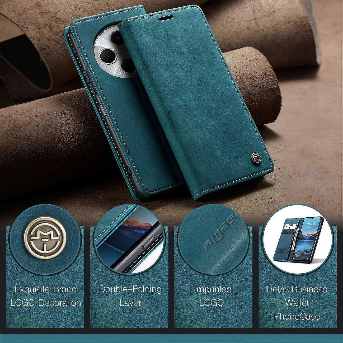 Xiaomi Redmi 14C Leather Case Compatible with CASEME 013 Series with Card Holder Stand Multicolor