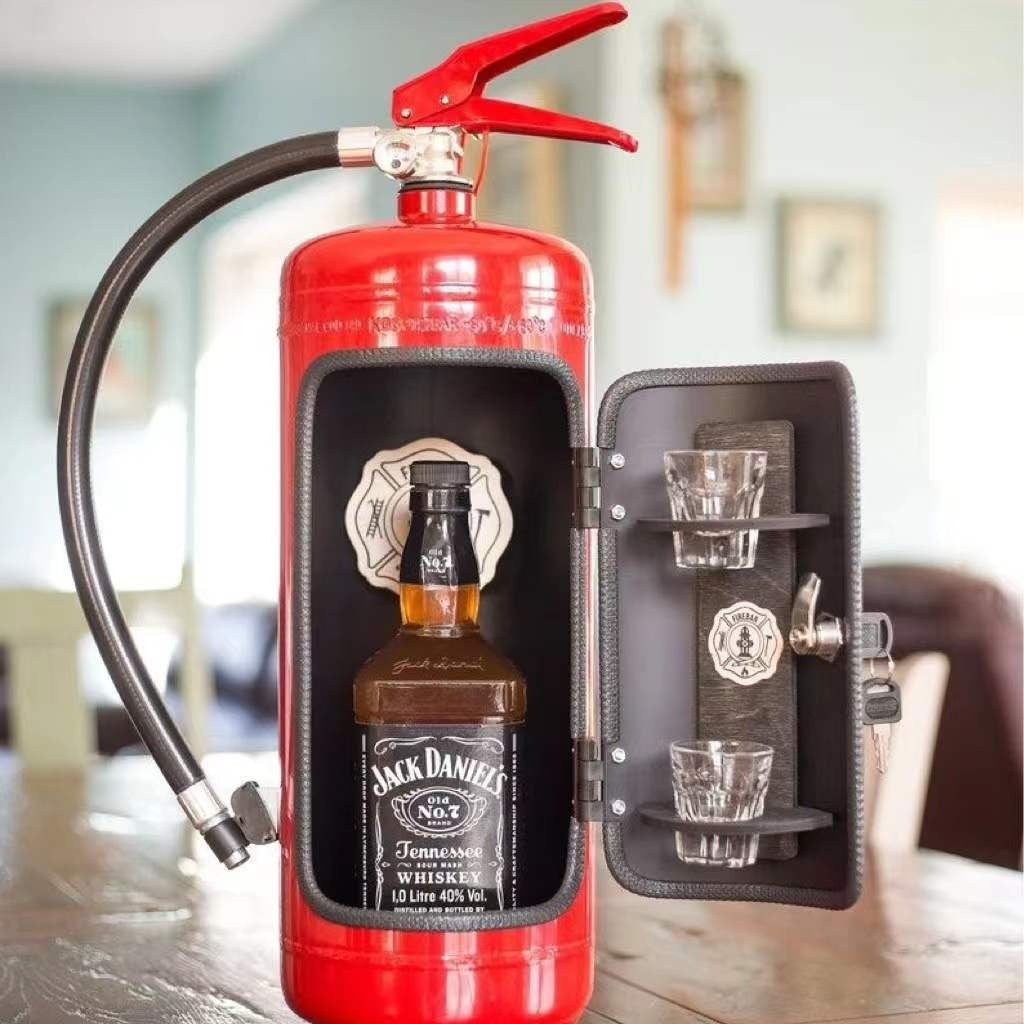Red Wine Cabinet Minibar with Fire Extinguisher Gift for Men