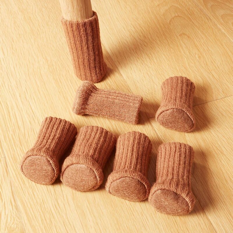 Non-Slip Knitted Furniture Socks for Chair Legs, 24 Pairs Brown, Prevents Scratches Reduces Noise, Easy to Move