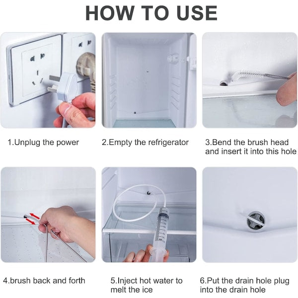 Refrigerator Drain Hole Cleaning Kit 8-Piece Set for Refrigerator Maintenance
