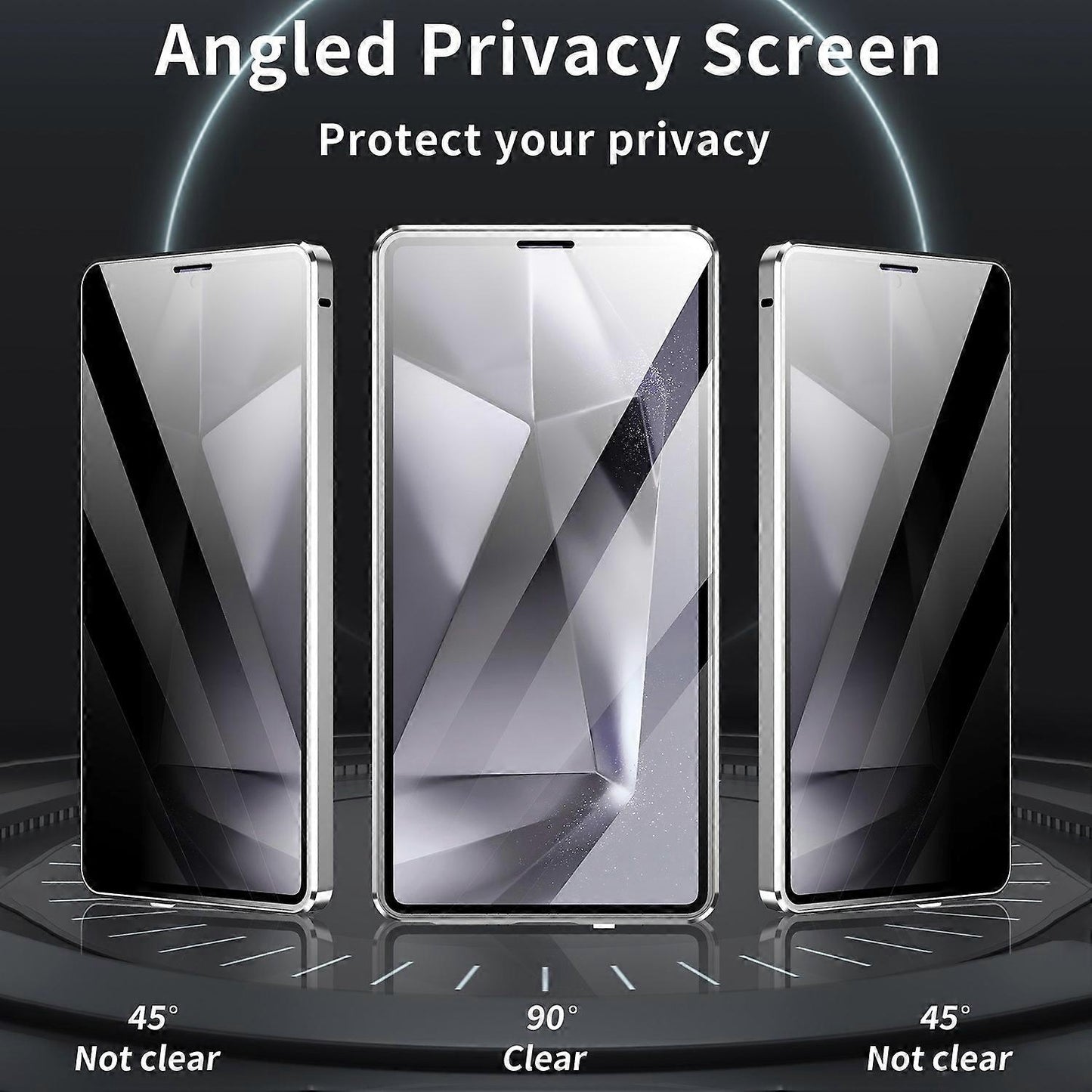 Compatible with Samsung Galaxy S25 Ultra Case Anti-Spy Dual-Sided Tempered Glass Magnetic Phone Case by WELLNGS Black