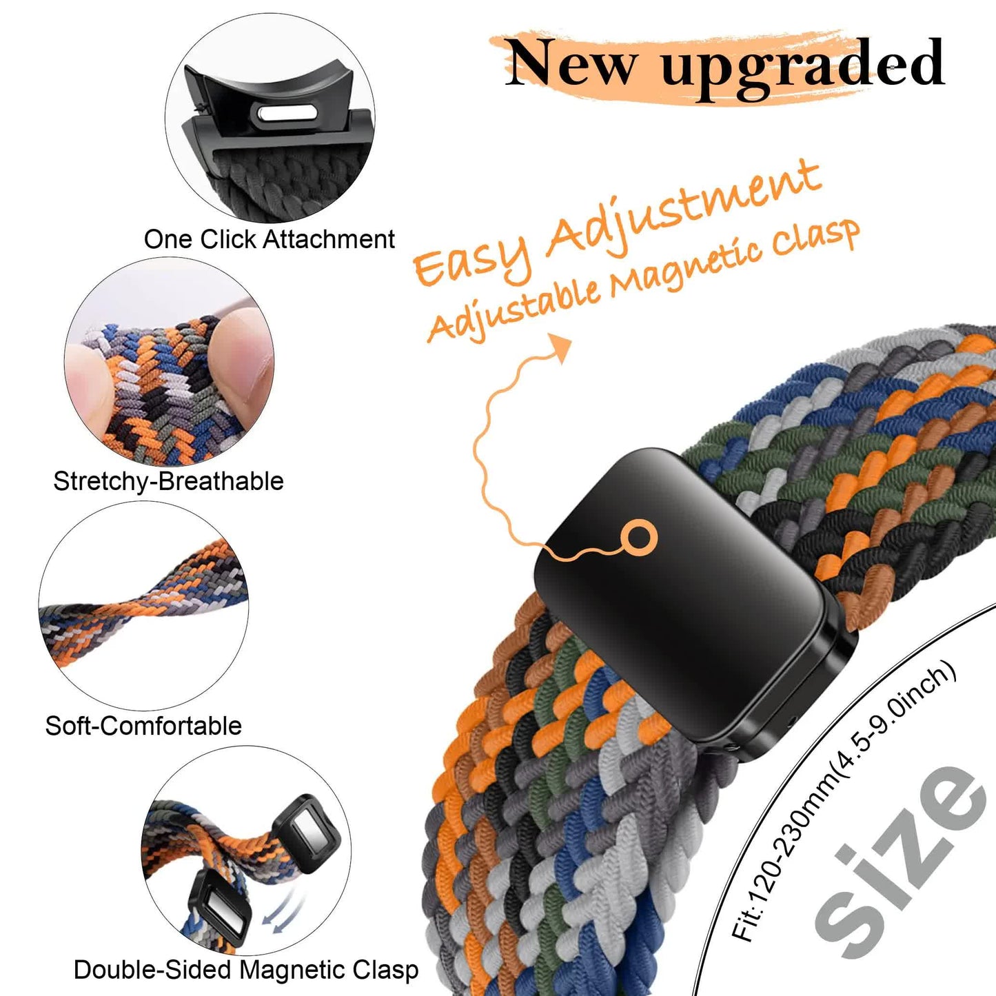 Compatible with Samsung Galaxy Watch 6 5 Pro 4 Classic Magnetic Braided Bracelet 40mm 44mm 45mm 47mm 43mm No Gap Milk Tea Color