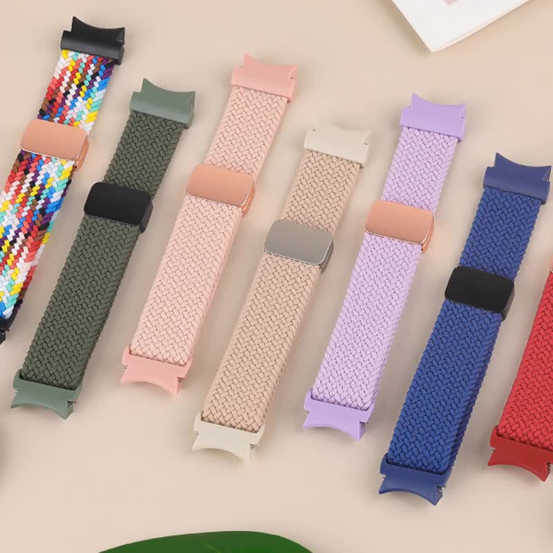 Braided Magnetic Strap for Compatible with Samsung Galaxy Watch 6 5 4 Classic Pro 40mm 44mm 45mm 47mm 43mm Galaxy Watch Band Black