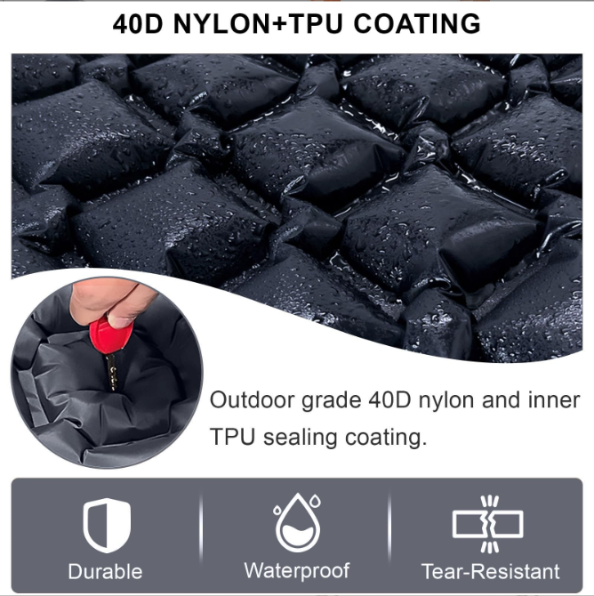 Self-Inflating Camping Mattress Compact Olive Green Lightweight Thick Inflatable Mat Compatible with Double Camping Single Mat Attachable