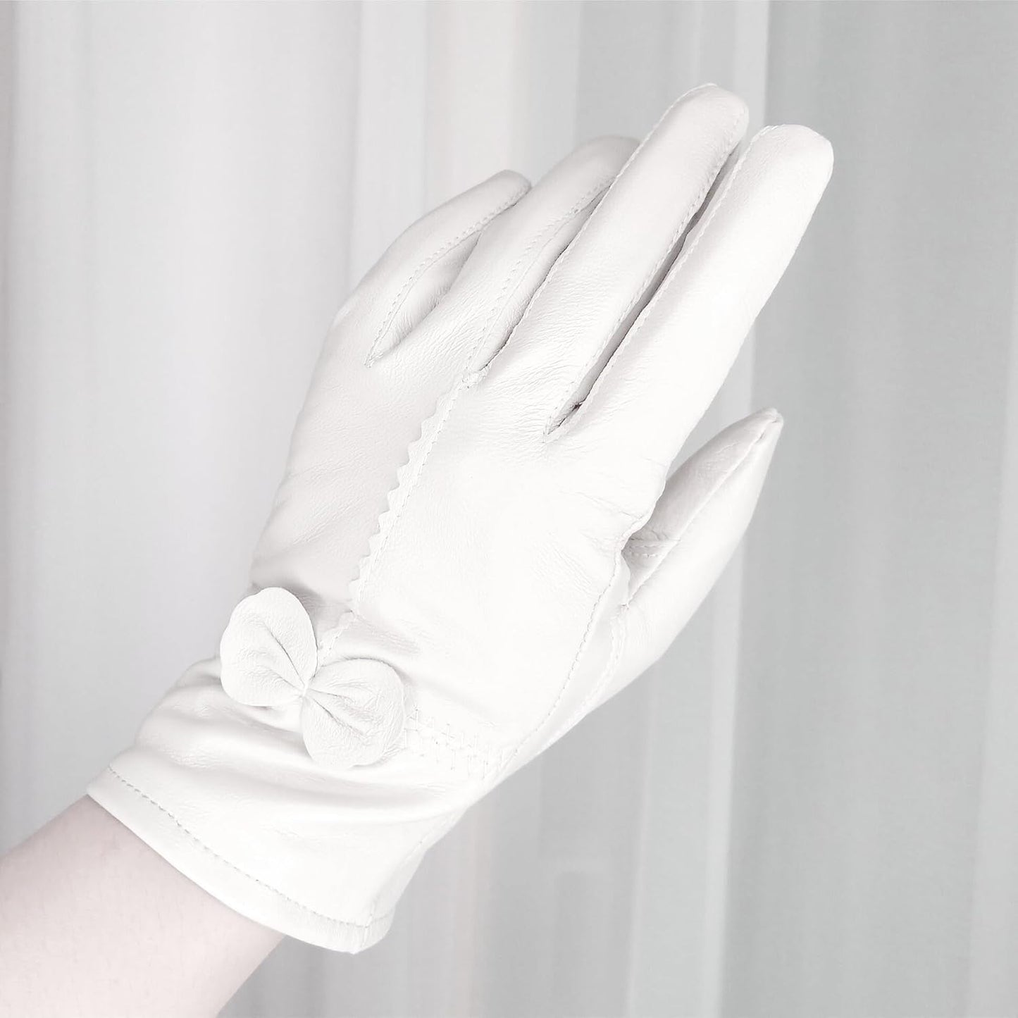 Women Leather Gloves Winter Warm Real Lambskin Fleece Lined Driving Gloves