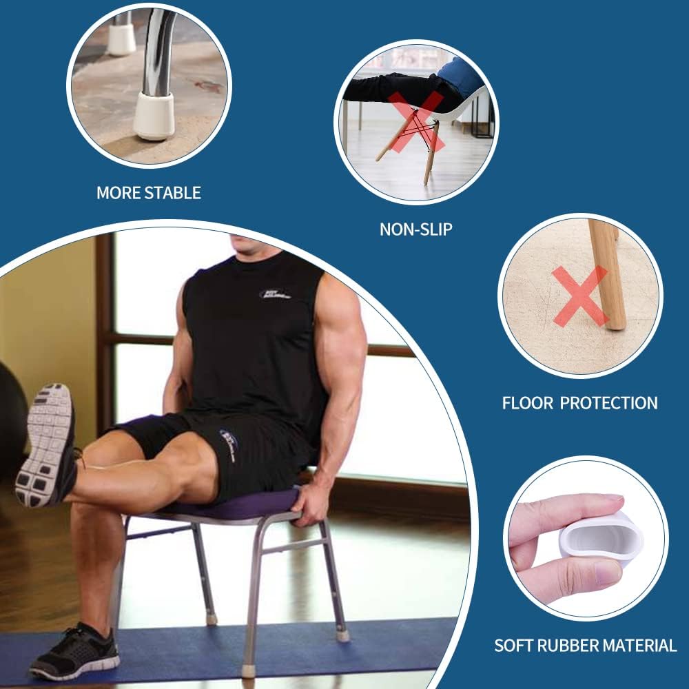 Chair Leg Tips Caps,  1 Inch Non Slip Rubber Bar Stool Caps 16 Pcs Furniture Feet Covers for Floor Protection, White inches