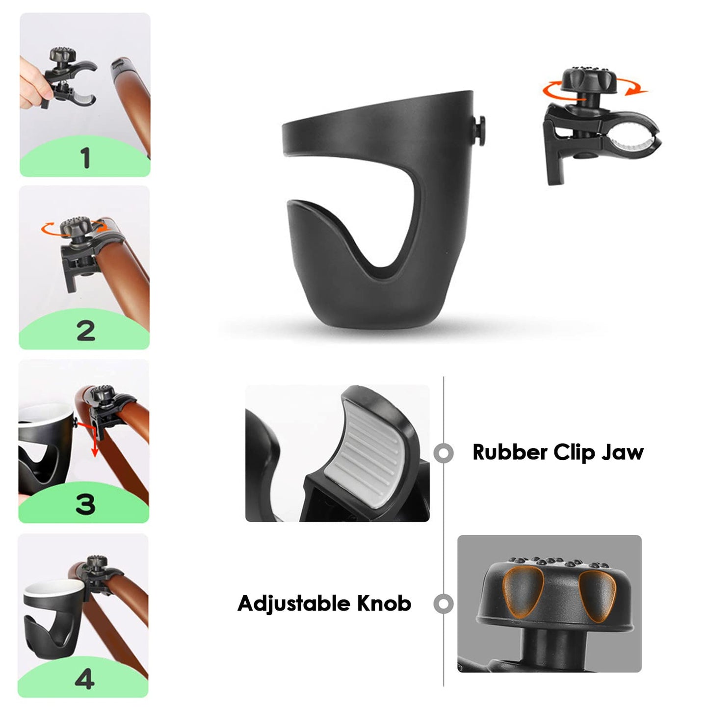 Boat Drink Holder 360 Degree Adjustable Rotation Clamp Universal Cup Holder for Boat Railing