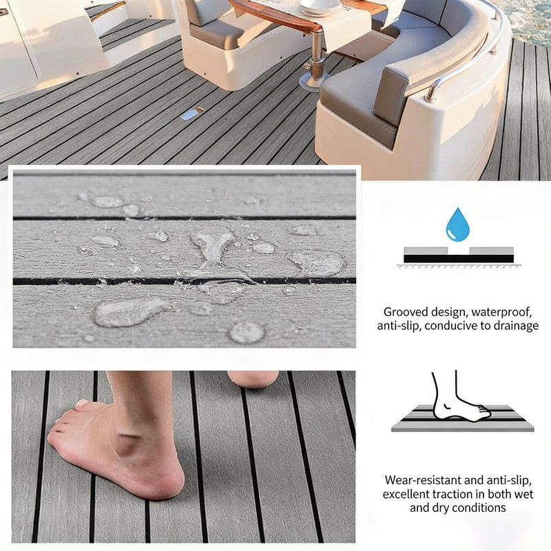 EVA Foam Boat Flooring Mat Decking Sheet 240*5.7*0.6cm Light Grey