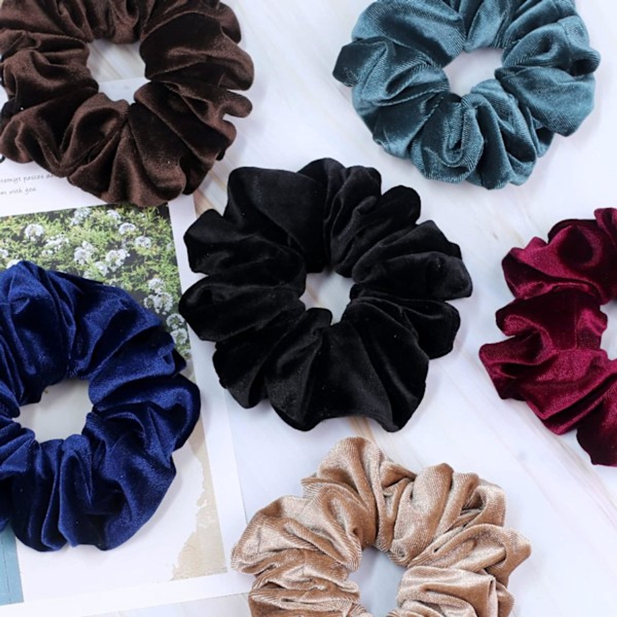 Scrunchies - Extra Large Scrunchies for Women with Thick Hair - Premium Velvet Large Scrunchies - Pack of 6