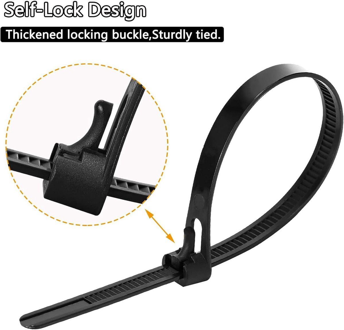 100 12" Colorful Reusable Cable Ties - Heavy-duty reusable cable ties - Self-locking nylon cable ties with a tensile strength of 50 lb - Suitable for garden, plants, home and office
