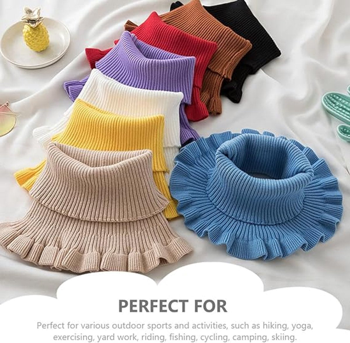 Neck Warmer - Faux Turtleneck - Knitted Warm Neck Warmer - Wearable for Everyday Use - Winter Essential for Women (White)