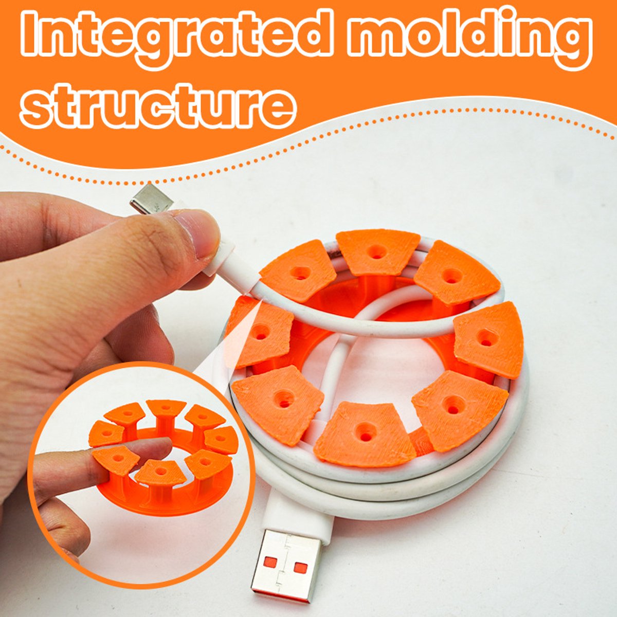 Cable Holder Set | Cable Organizer | Travel Cable Organizer – 4-pack – Cable Organizer for USB Charging Cable, HDMI Cable, Power Cord, Audio Cable & Mouse Cable – Orange