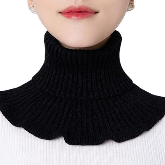Neck Warmer - Faux Turtleneck - Knitted Warm Neck Warmer - Wearable for Everyday Use - Winter Essential for Women (Black)