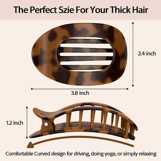 Women's Hair Clips - Curved Design - Perfect for Lying or Running - Matte Finish for a Secure Hold - Suitable for Thin or Thick Hair - 4 Pieces