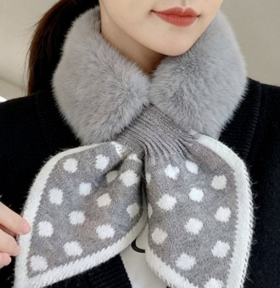 Warm scarf for autumn and winter - Soft and comfortable women's scarf with dotted pattern - Fashionable and versatile winter scarf for everyday use（Grey）