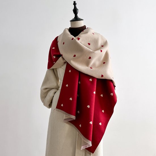 Women's scarf - Long scarf - Double-sided warm blanket - Suitable for spring, autumn and winter - 185*65cm - Red