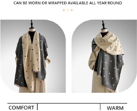 Women's scarf - Long scarf - Double-sided warm blanket - Suitable for spring, autumn and winter - 185*65cm - Red