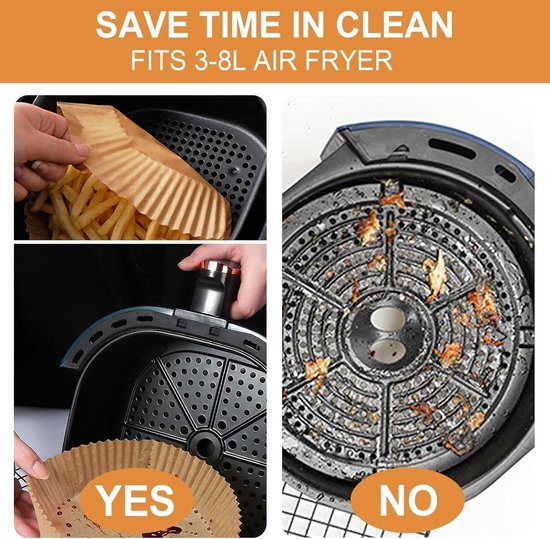 100 Airfryer Baking Pans - Round Baking Pans 23cm - Food Safe - BPA Free - Non-Stick Airfryer Pans - Easy to Clean - Suitable for Airfryers from 3-8 litres