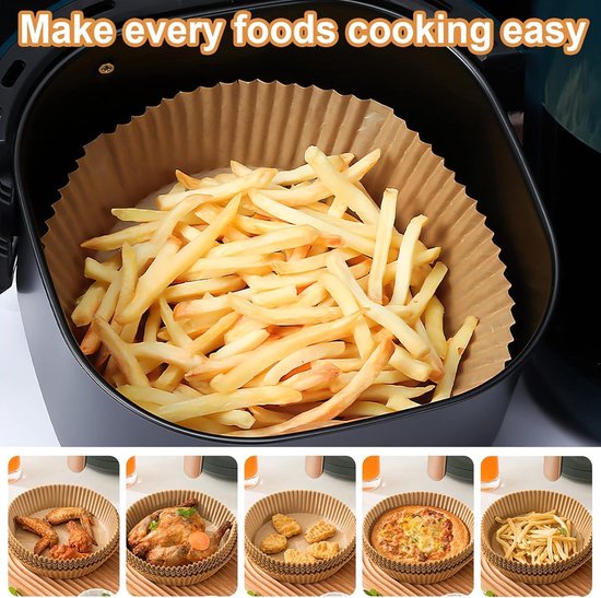 100 Airfryer Baking Pans - Round Baking Pans 23cm - Food Safe - BPA Free - Non-Stick Airfryer Pans - Easy to Clean - Suitable for Airfryers from 3-8 litres