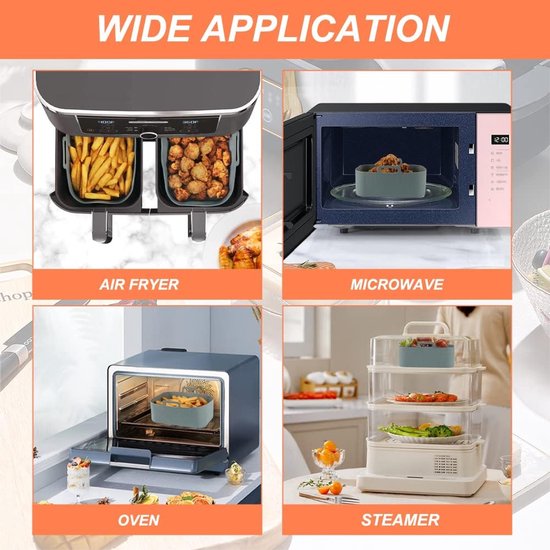 Two-piece air fryer accessory mat - silicone air fryer mat - gray - 19.5*16.5 cm