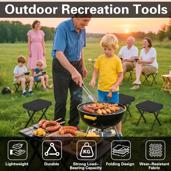 Folding Chair - Fishing Stool - Camping Folding Stool - Mini Folding Chair - Outdoor Folding Chair - Suitable for Travel, Picnics, Hiking, Fishing, Gardening (Black)