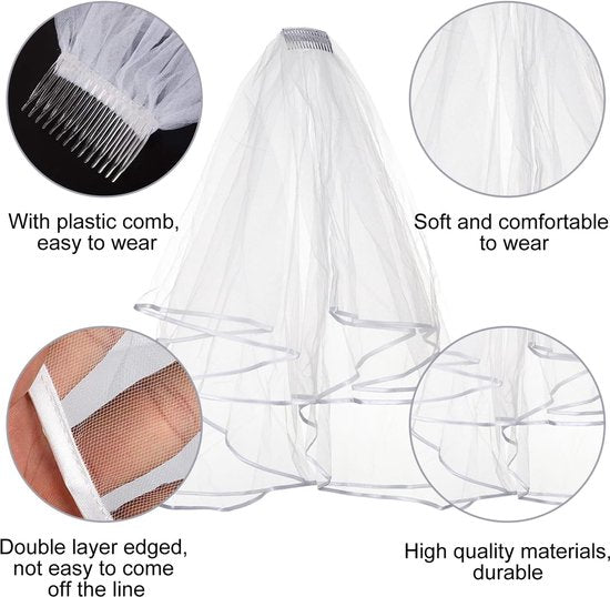 Brides-to-be Essential - Bachelorette Party Kit - Bridal Headpiece and Veil - Suitable for bridal hairstyles, bachelorette parties, weddings, engagements and other occasions.
