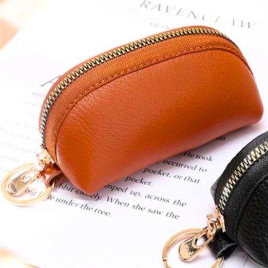 Mini Keychain Pouch/Coin Holder - Key Holder, Coin Organizer, Wallet for Women and Men, Keychain Protector (Brown)
